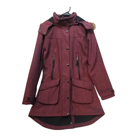 Celsius Premium Maroon Red Parka Coat Cinch Waist Fleece Lined Size XL - Picture 4 of 10